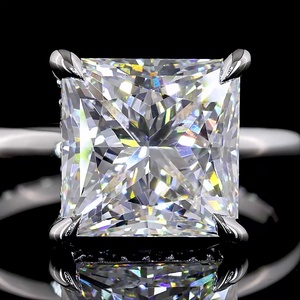 IGI Certified 5 Carat Princess Cut Lab Diamond Moissanite Engagement Ring 18K White Gold Pave Accent Solitaire Wedding Ring - Product Image 3