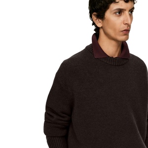 Suéter de punto de lana ajustado informal con logotipo frontal transpirable de invierno para hombre personalizado de alta calidad suéter de punto clásico Vintage para hombre - Product Image 4