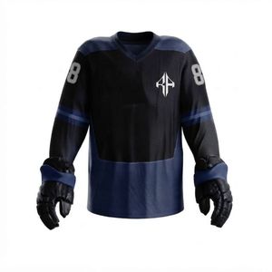 Nouvel ensemble d'uniformes de hockey sur glace confortables avec impression par transfert thermique, manches longues, 100 % polyester, qualité supérieure pour hommes - Product Image 6