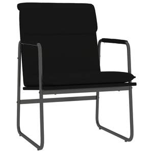 Sillón Individual Negro de Cuero Sintético con Estructura Metálica y Madera Contrachapada - Silla para Sala de Estar - Product Image 2