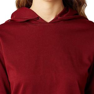 Pull à capuche à manches longues pour femmes avec ourlet brut recadrée imprimé en gros personnalisé court sport haut court automne sweat à capuche de sport - Product Image 5