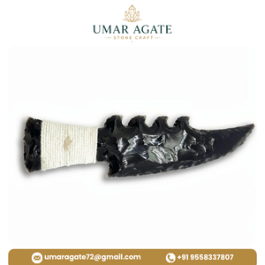 Cuchillo de Obsidiana Negra Athame, Hoja de Fantasía Tallada a Mano con Acabado de Piedra, Tacto Real, con Muescas, Regalo Wicca, 5-6 Pulgadas - Product Image 5