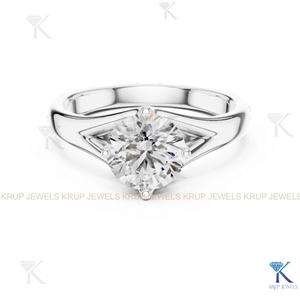 Anillo de compromiso solitario con diamante cultivado en laboratorio, corte redondo, E VVS2, certificado IGI, en oro macizo con engaste de corona, estilo filigrana vintage. - Product Image 5