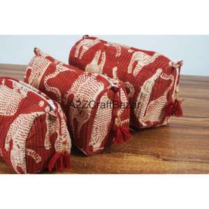 Set de Bolsas de Viaje Grandes Estilo Boho Chic de Jaipur, Suaves, Duraderas, Ligeras, Ecológicas, de Tela de Algodón Puro, Organizador de Cosméticos y Maquillaje - Product Image 3