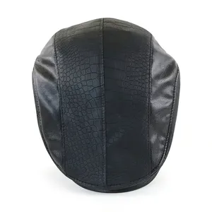 Gorra Plana de Cuero PU para Hombre, Estilo Inglés, Casual, con Textura Repujada, Marrón, Negro, Bronceado, para las Cuatro Estaciones, Adulto, 56-58CM, Transpirable - Product Image 3