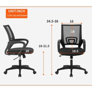 Sedia da Ufficio Ergonomica Girevole Nera con Schienale Medio e Poggiatesta Traspirante per Uso Ufficio - Product Image 2
