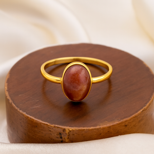 Bague en argent sterling 925 avec pierre de soleil naturelle, cabochon ovale, plaqué or rose et or jaune, bijoux faits à la main pour femmes - Product Image 4