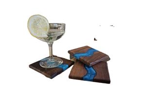 แผ่นรองแก้วไม้อีพ็อกซี่พรีเมี่ยมสำหรับถ้วยและแว่นตาแผ่นรองแก้วดีไซน์แม่น้ำทำด้วยมือพร้อมแผ่นรองแก้วและแผ่นรองแก้วแบรนด์ตามสั่ง - Product Image 3