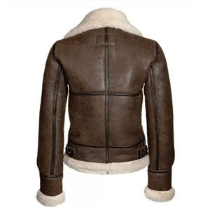 Chaqueta de piel sintética negra para mujer, forro de lana de cordero, abrigo de aviador, abrigo de invierno grueso y cálido, estilo motero, oversize, ropa de calle - Product Image 4