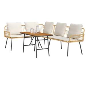 Conjunto de Sofá de Jardín de 2 Piezas en Poliratán Beige - Product Image 2