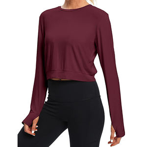 Haut de yoga de haute qualité pour femmes, manches longues, produit professionnel, fitness, avec coussinets de poitrine, coupe ajustée, vêtements de sport, haut de yoga pour femmes - Product Image 1