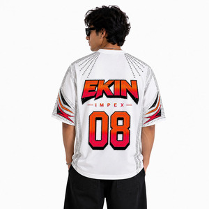 Camiseta Oversize de Algodón Pesado para Hombre con Pedrería, Estilo Urbano, Jersey de Carreras, Logotipo Personalizado, Estampado Degradado y Cristales - Product Image 4