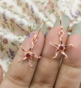 925 Sterling Silver Red <b>Garnet</b> Celestial Starburst Drop <b>Earrings</b> Handmade Women Jewelry Rose Gold Yellow Gold Plated Gift Unisex - Product Image 3