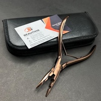 Pince à extensions capillaires plasma professionnelle personnalisable à 2 trous, or rose, en acier inoxydable de qualité chirurgicale, écologique