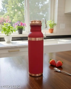Botella de Agua de Cobre Puro con Diseño Floral y Tapa de Cobre, Portátil para Viajes - Product Image 3