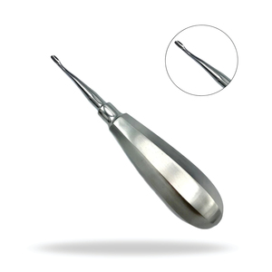 Élévateur manuel dentaire vétérinaire en acier inoxydable de 3 mm à pointe ailée, avec poignée standard courbée, pour l'élévation des luxations chez les petits animaux - Product Image 1