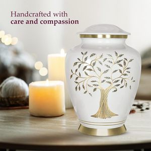 Urne funéraire classique en aluminium pour cendres d'adultes, conteneur commémoratif avec un artisanat décoratif élégant - Product Image 3