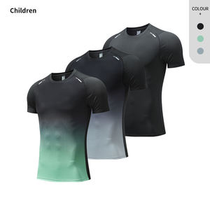 เสื้อรัดรูปแขนสั้นผู้ชายสีเขียวทะเลไล่เฉดสี ปรับแต่งได้ ระบายอากาศได้ดี แห้งเร็ว ผลิตจากผ้าสแปนเด็กซ์ สำหรับเล่นกีฬา ขายส่ง - Product Image 3