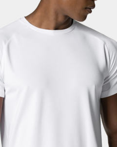 Camiseta Blanca de Cuello Redondo para Hombre, Corte Regular, con Mangas Raglán, Ropa Deportiva ODM, 220 Gramos, Transpirable y Antipilling, Estilo Urbano - Product Image 6