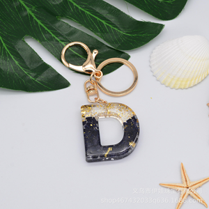 Women Girls' <b>Initial</b> Keychain Black Bag Keyring Sweet Charm Handcrafted Resin Technique Rechargeable High Quality Feng Shui - Product Image 5