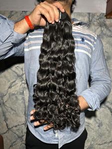 Cabello Humano Rizado Indio con Cutículas Alineadas, de un Solo Donante, Sin Procesar, Cabello de Templo, Doble Trama a Máquina, Cabello Grueso - Product Image 5