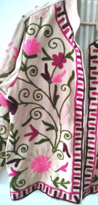 Handcrafted Suzani Embroidery Velvet Breathable Woven Bohemian Vintage Floral <b>Quilted</b> Eco-Friendly Winter Kimono Coat Jacket - Product Image 5