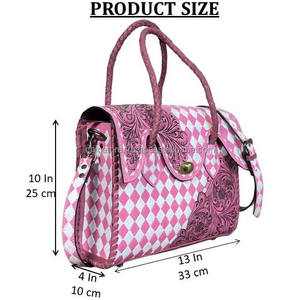 Nouveauté 2026 Sac fourre-tout en cuir de vache véritable à carreaux, style floral, élégant, sac à main pour femme, porté épaule et bandoulière, pour un usage quotidien - Product Image 2