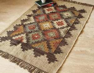 Alfombra Kilim Floral Hecha a Mano, de Lana y Acrílico, Ecológica, con Mechones Hechos a Mano, Rectangular, para Sala de Estar, Pelo Mediano, Base de Látex - Product Image 5