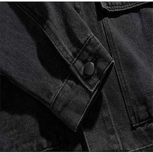 Veste en jean noire pour homme, style workwear, col rabattu, coupe classique, simple boutonnage, poches zippées, idéale pour l'automne - Product Image 6