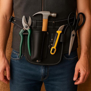 OEM/ODM Handmade leather florist <b>tool</b> <b>belt</b> durable gardening organizer professional waist pouch multi pocket wholesale Price - Product Image 1