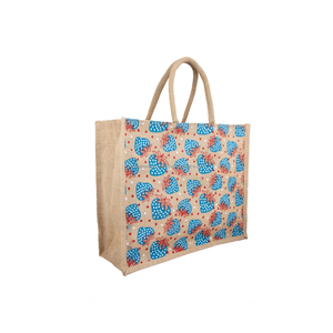 Sac fourre-tout en jute écologique personnalisé à prix de gros, qualité supérieure, avec fermeture éclair et motif géométrique - Product Image 2