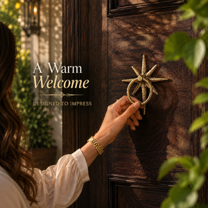 Timbre de Puerta Decorativo de Latón Antiguo con Diseño de Estrella, Herraje de Lujo Vintage para Puertas de Entrada de Casas, Villas y Hoteles - Product Image 3