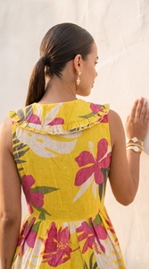 2023 New Arrivals Summer Eco-Friendly Women's Casual Bohemian Floral Floor-Length V-neck Sleeveless Dress <b>Tie</b> Dye Gypsy Chic - Product Image 3