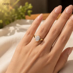 Anillo de Compromiso con Moissanita Corte Marquesa, Oro Sólido de 18K, Engaste Oculto, Anillo Clásico de Joyería para Mujer - Product Image 2