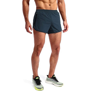 Tela suave y lisa, ajuste relajado, aire que pasa a través de las aberturas laterales, espacio extra en el centro, pantalones cortos de gimnasio - Product Image 2