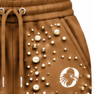 Bronze Pearl Beaded Jogger Pants <b>Women</b> Luxury Rhinestone Embellished Drawstring <b>Sweatpants</b> Casual Streetwear Fleece Winter - Product Image 5