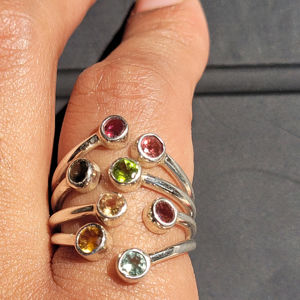 แหวนพลอยแท้หลากสีคุณภาพสูงสำหรับผู้หญิง เงินแท้ 925 เครื่องประดับแฟชั่น ชุบทองคำขาวตลอดกาล - Product Image 1