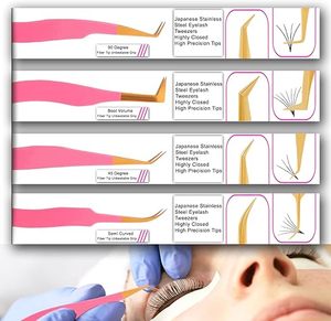 แหนบต่อขนตาปลายไฟเบอร์ 45 องศา 90 องศา คุณภาพสูง แหนบโลหะสำหรับต่อขนตา ขายส่ง - Product Image 2