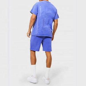 Conjunto de Pantalones Cortos y Camiseta de Algodón Puro para Hombre, Lavado Ácido, Estilo Retro, con Logotipo Personalizado con Impresión Digital, Conjunto de 2 Piezas - Product Image 3
