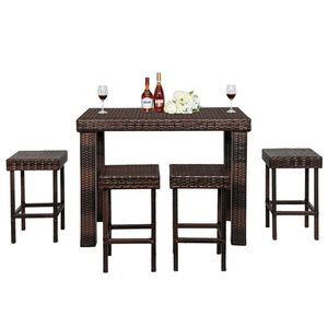 Set di 4 Sgabelli Alti da Bar in Legno Marrone Sfumato - Product Image 6