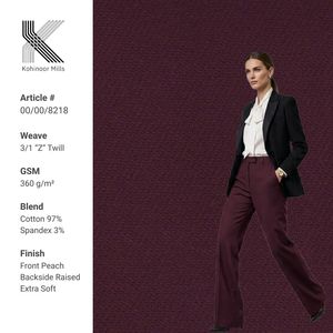 Pantalon en tissu sergé 3/1 en coton et élasthanne pour femme, couleur bordeaux, vente en gros, fabricant, 360 GSM, pantalon extensible lourd, personnalisé OEM ODM - Product Image 1
