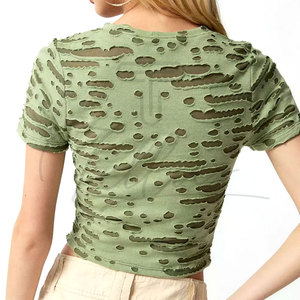 Nuevo y elegante top corto de verano para mujer, ligero y con efecto desgastado, a precio económico. - Product Image 2