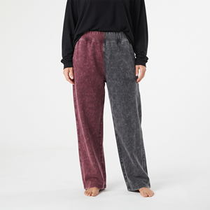 Wholesale Women’s Oversized Acid Wash Two Tone Joggers <b>Split</b> Color Loose Fit Sweatpants Casual Track <b>Trousers</b> - Product Image 1