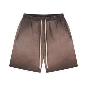 Shorts Jogger Homme Personnalisés en Molleton Français Délavé Effet Usé avec Cordon de Serrage et Motif Uni Style Décontracté - Product Image 3