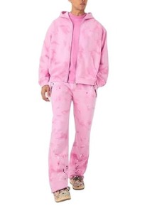 Pink <b>Tie</b> <b>Dye</b> Tracksuit Hoodie And Pants <b>Set</b> Casual Wear For Men Breathable Running Wear Material Solid Casual wear Men Acid Wash - Product Image 4