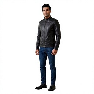 Veste en cuir pour homme, modèle 2026, de qualité supérieure, design personnalisé OEM, veste de moto en cuir noir, veste d'extérieur en cuir véritable pour homme - Product Image 3