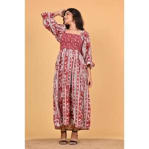 Vestido Maxi Boho de Algodón Indio con Estampado Floral para Mujer, Vestido de Fiesta de Verano de Manga Larga con Volantes, Estilo Hecho a Mano - Product Image 5