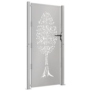 Puerta de Jardín de 39.4x78.7 pulgadas con Diseño de Árbol, Valla de Acero Corten, Enrejado y Puertas - Product Image 3