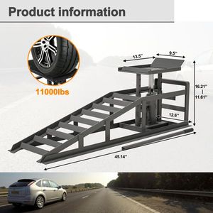 Paquete de 2 Rampas Hidráulicas de Bajo Perfil para Elevación de Autos, 5T 11000lbs, Rampas de Servicio para Garaje, para Camiones, Remolques y Vehículos - Product Image 2