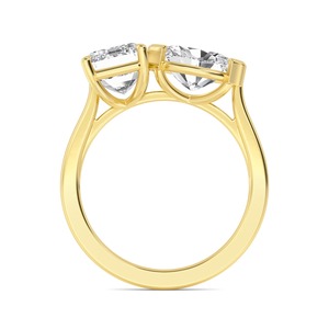 Bague de fiançailles contemporaine en or rose 10K avec diamant de laboratoire émeraude et ovale, 1,16 carat total, bague de mariée moderne pour mariage romantique - Product Image 6